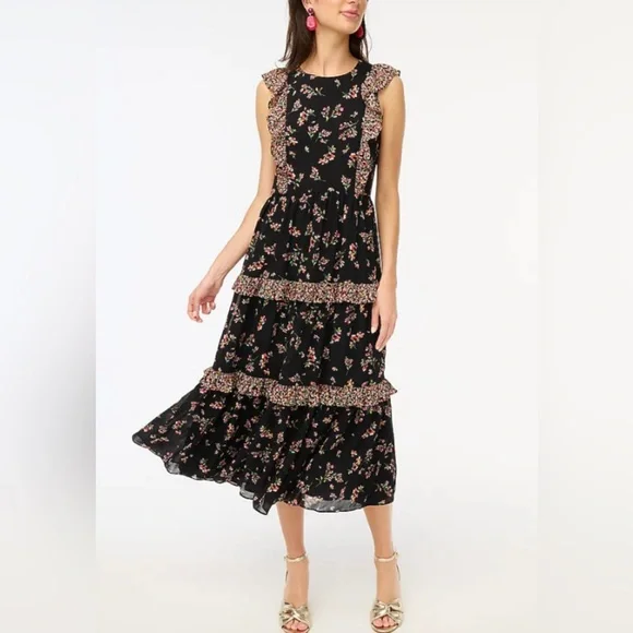 J.Crew Floral Black and Pink Maxi Dress - Picture 6 of 6